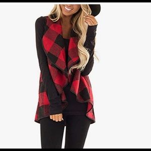 Red and Black Plaid Vest
